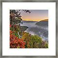 Hawksbill Crag Sunrise And Ozark National Forest Landscape In Autumn 1x1 Framed Print