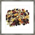 Heap Of Trail Mix On White Background Framed Print