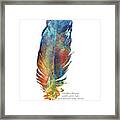 Heart Blessings - Native American Colorful Feather Art - Sharon Cummings Framed Print