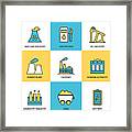 Heavy And Power Industry Icon Set Framed Print