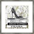 High Heel With White Flowers Framed Print
