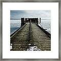Hole In The Ice For Winter Bathing By A Jetty Framed Print