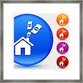 Home Money Icon On Shiny Color Circle Buttons Framed Print