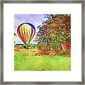 Hot Air Balloons In The English Countryside Watercolor Painting Framed Print