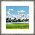House And Lake Lined Fairway Framed Print