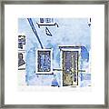 House With Blue Shutters Framed Print