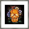Human Skull Painting, Skull And Flowers Framed Print