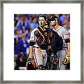 Hunter Strickland And Buster Posey Framed Print