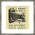 I Shoot People Photography Quote Book Page Print Framed Print