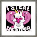 I Steal Hearts Unicorn Valentines Day Framed Print