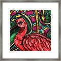 Ibis Bird In Jungle Painting, Scarlet Ibis Framed Print