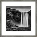 Iceland - Skogafoss In Black And White Framed Print