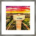 Iconic Water Tower In Western Mckinney, Texas, At Sunset Framed Print