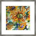 Impressionist Sunflowers Palette Knife Oil Painting Framed Print