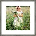 In The Flowers Portrait Of The Artist's Daughter Vasily Polenov Framed Print