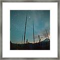 Incredible Moonset And Stars On Mt. Hood From The Hood River Valley Framed Print