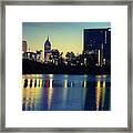 Indy Skyline Reflections - Indianapolis Indiana Framed Print