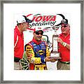 Indycar Iowa Speedway 2013 Tony Kanaan And Iowa Corn Representatives Framed Print
