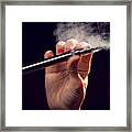 Inhaling From An Electronic Cigarette. Framed Print