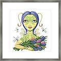 Insect Girl, Antennette With Tulips Framed Print