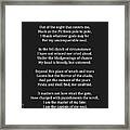 Invictus Poem Black And White Framed Print