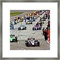 Cars Leave The Pits, Iowa Corn 250 Iowa Speedway 2013 Framed Print