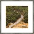 Iran Rural Road Curve Walked By Shepherd And Sheep Framed Print