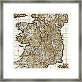Ireland Vintage Historical Map 1700 Sepia Framed Print