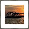 Island Orange Sunset Framed Print