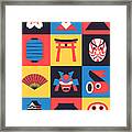 Japan Pattern - Primary Framed Print