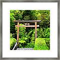 Japanese Gate On An Italian Lake Framed Print
