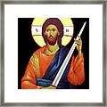 Jesus White Sword Framed Print