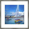 Jet Deau Geneva Switzerland Framed Print