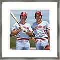 Johnny Bench And Pete Rose Framed Print