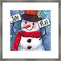 Joyful And Fun Snowman Framed Print