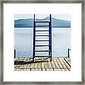 Jump Tower On The Bridge Boat On Lake In Summer Framed Print