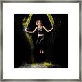 Jumping Yellow Rope Flour Framed Print