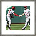 Justin Upton And Mike Trout Framed Print