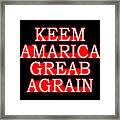 Keem Amarica Greab Agrain Misspelled Anti Trump Framed Print