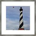 Kite At Cape Hatteras Lighthouse Framed Print
