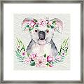 Koala With Flowers Framed Print