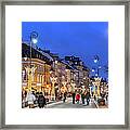 Krakowskie Przedmiescie Street In Warsaw At Night Framed Print