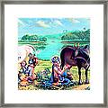 Krishna Balaram Milking Cows Framed Print