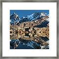 La Meije Peak Mirrored In Lake Lerie Framed Print