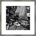 Lady At Fish Market Framed Print