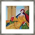 Lady In Pillows Framed Print