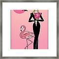 Lady With Flamingo Ombre Framed Print