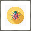 Ladybug Flat Design Easter Icon With Side Shadow Framed Print
