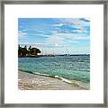 Lahaina Yacht Harbor In The Distance On The Beach In Front Of The Town Of Lahaina, Maui, Hawaii. Framed Print