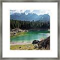 Lake Carezza, South Tyrol Italy Framed Print